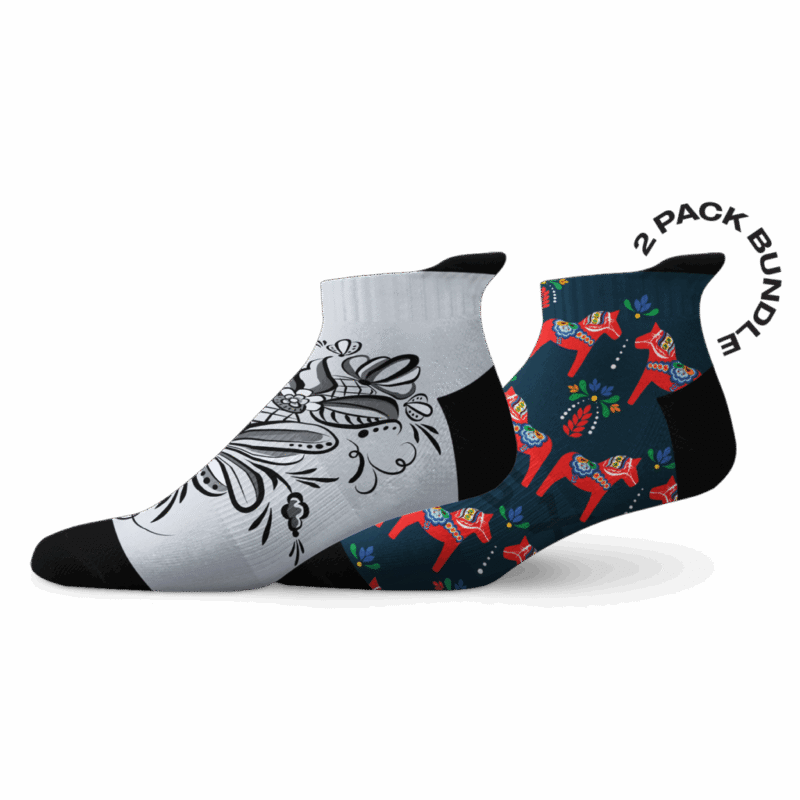 Sox Grå Svart-vit Kurbits & Dalahäst mörkblå tab combo