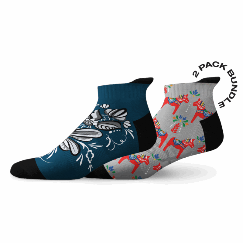 Sox Mörkblå Svart-vit Kurbits & Dalahäst grå tab combo